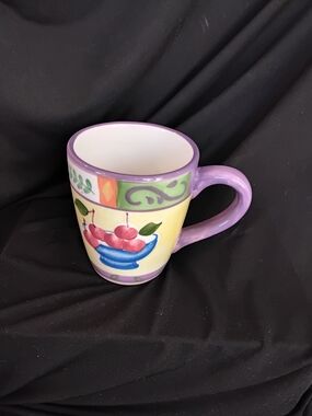 1 CAPRI Hand-Painted Ceramic Fruit Mug with Lavender Handle